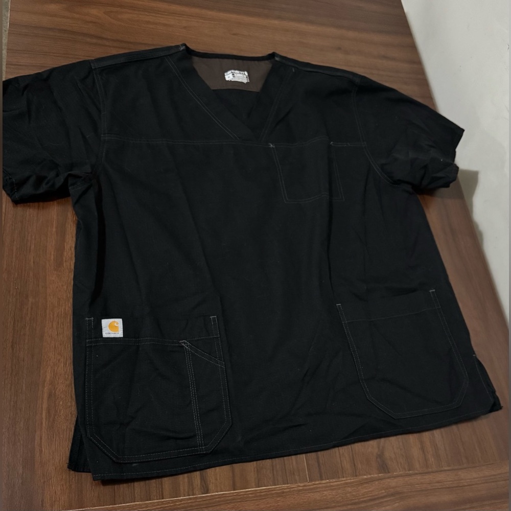Carhartt Ripstop Scrub Top  XL Black V-Neck Workwear Medical Utility - Picture 3 of 10
